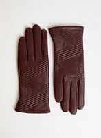 Zigzag Detail Leather Gloves