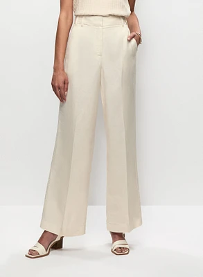 Linen-Blend Wide Leg Pants