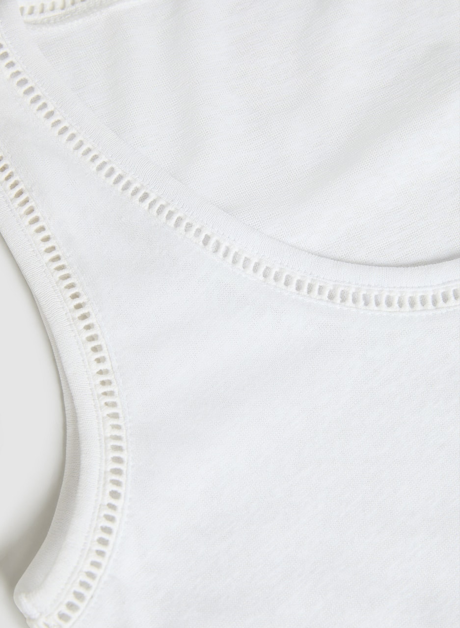 Embroidered Linen-Blend Tank Top