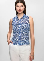 Abstract Print Button-Down Blouse