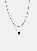 Double Row Chain & Pendant Necklace