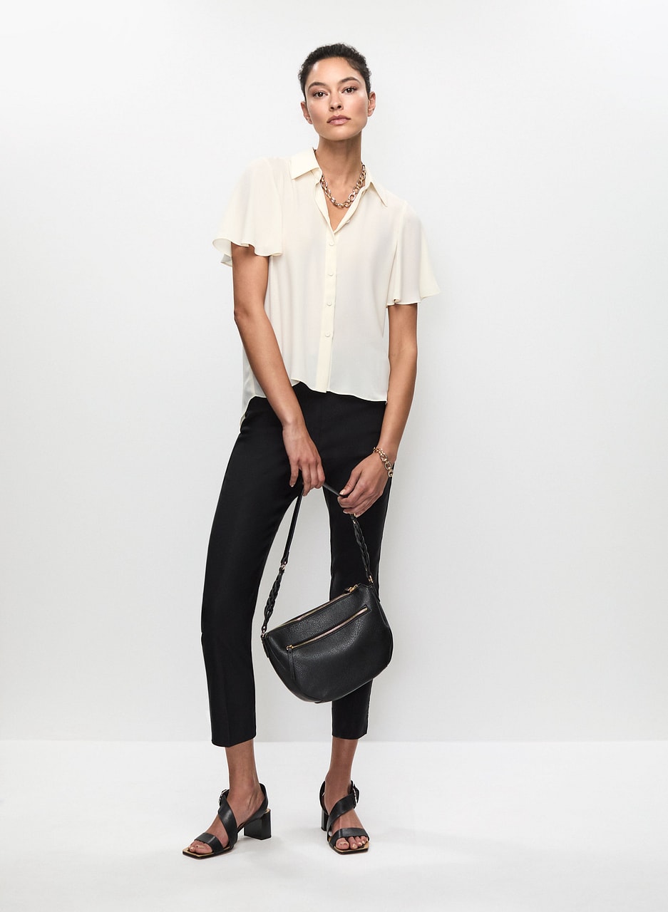 Crepe Blouse & Slim Leg Pants