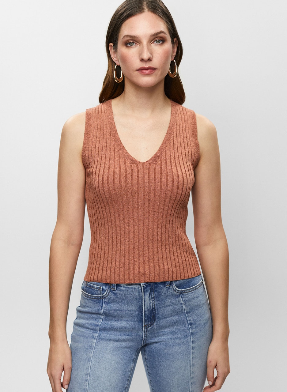 Metallic Rib Knit Tank Top