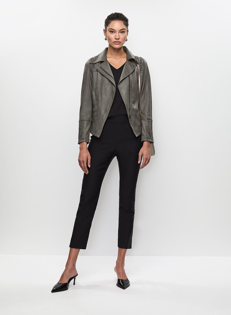 Joseph Ribkoff - Stud Embellished Vegan Leather Jacket