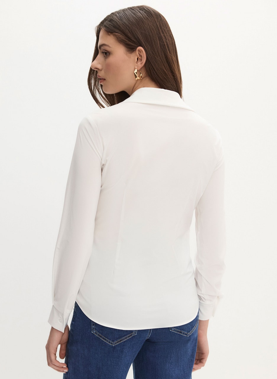 Asymmetric Wrap-Style Blouse