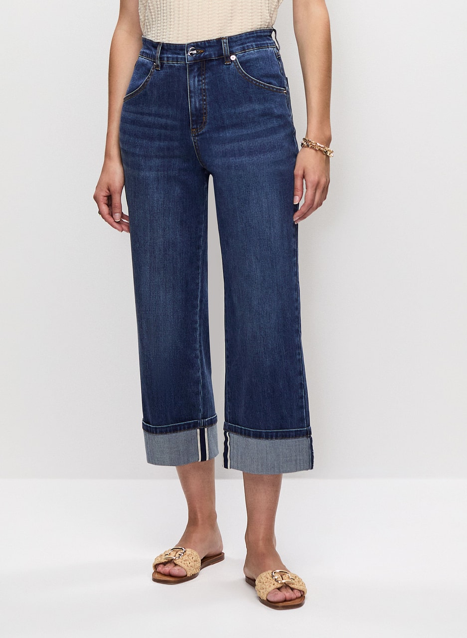 Rolled Hem Culotte Jeans