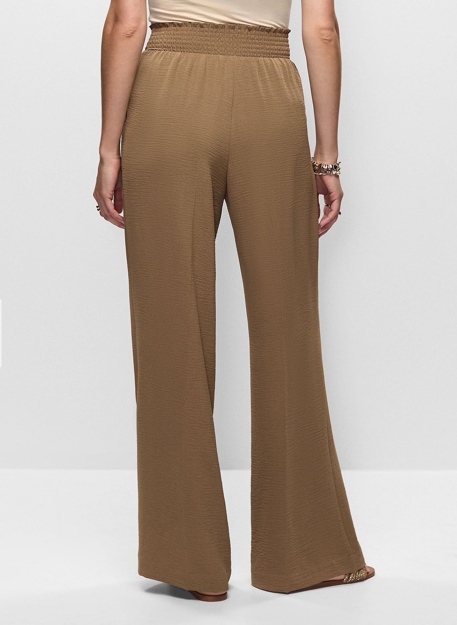 Shirred Waist Wide-Leg Pants