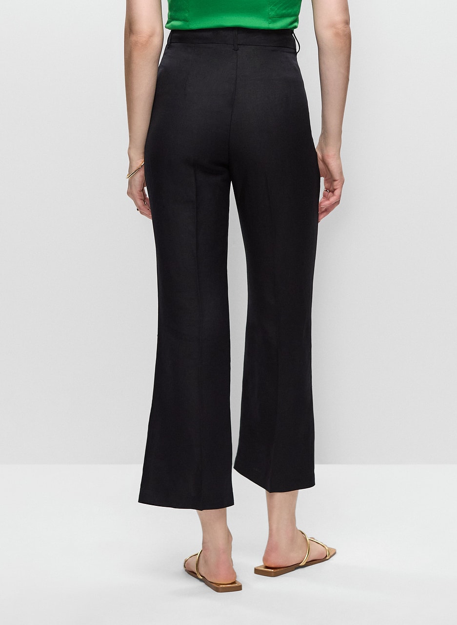 Linen-Blend Cropped Pants