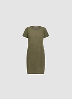 Short Sleeve Linen-Blend Dress