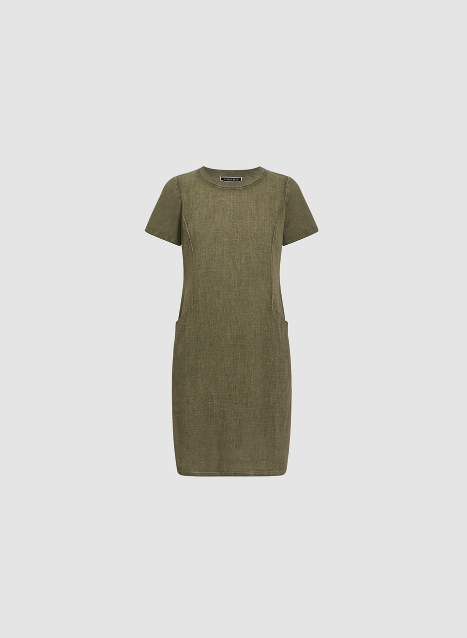 Short Sleeve Linen-Blend Dress