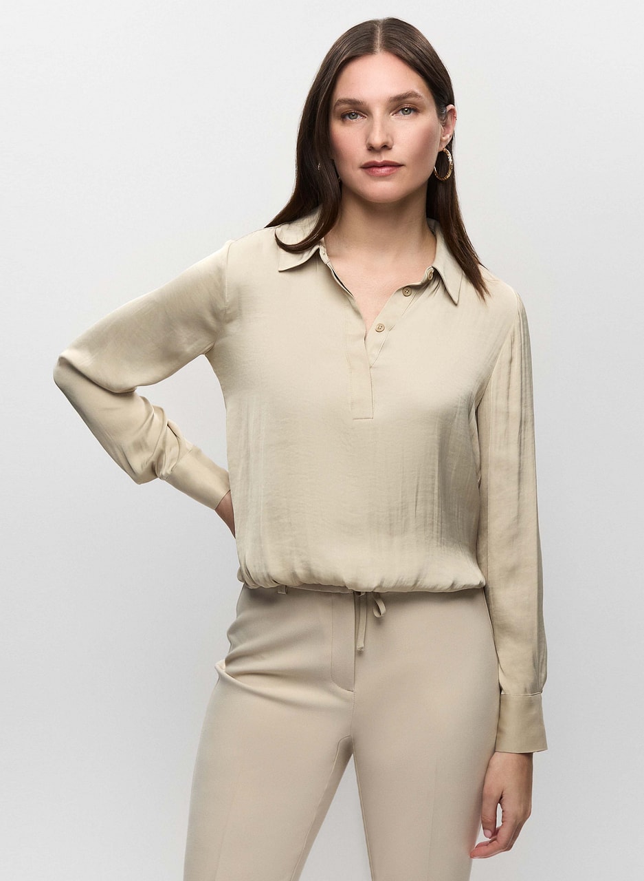 Tie Hem Satin Blouse