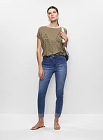 Polka Dot T-Shirt & Cuffed Slim Leg Jeans