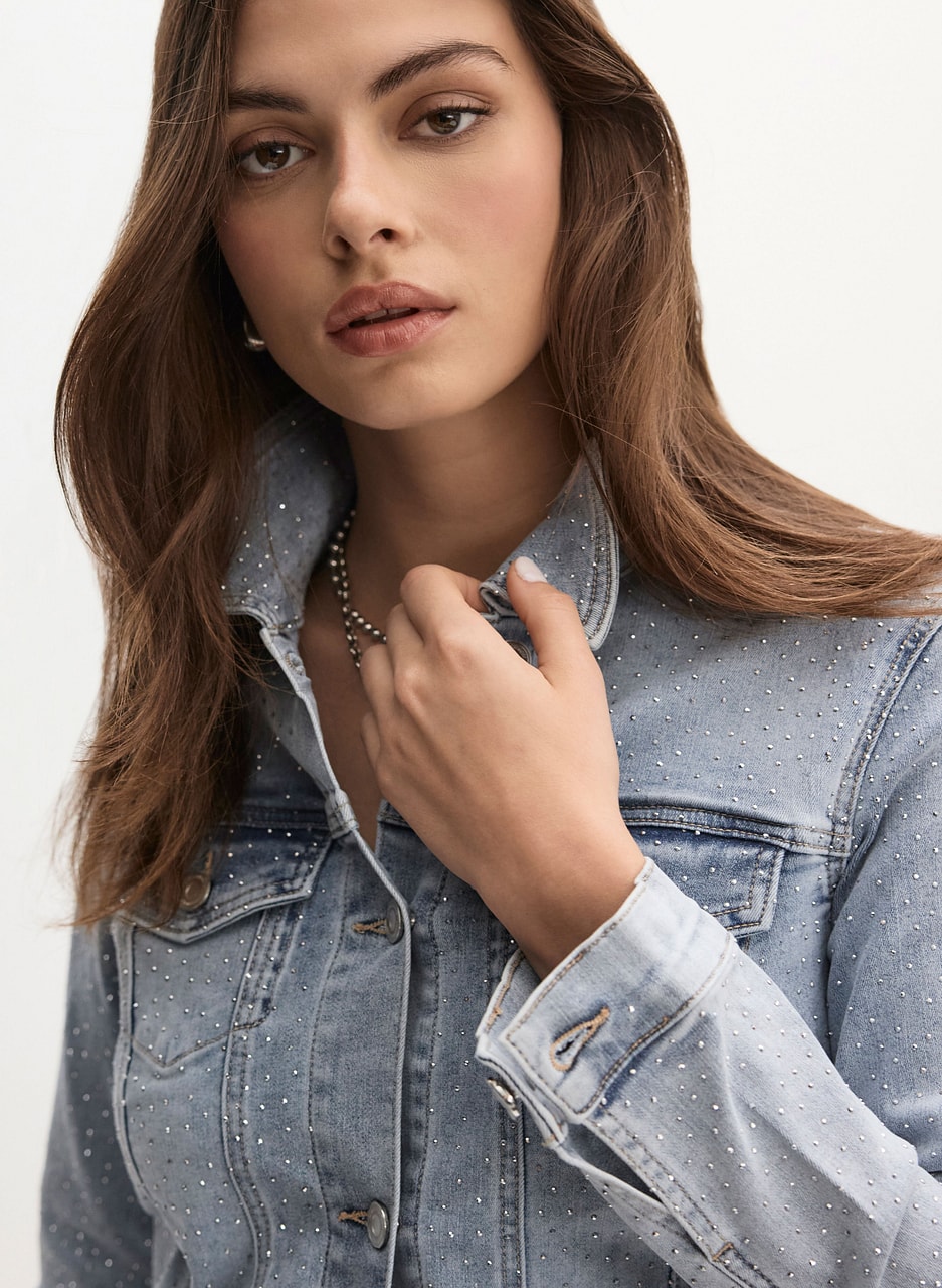 Joseph Ribkoff - Rhinestone Detail Denim Jacket