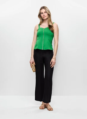 Sleeveless Zip-Front Top & Cropped Pull-On Pants