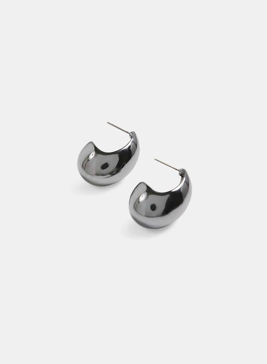 Shiny Oval Button Earrings