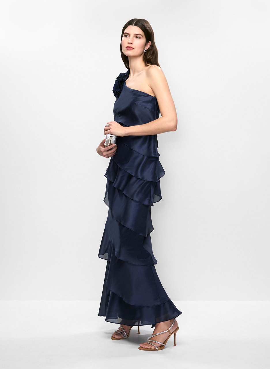 One-Shoulder Tiered Evening Dress