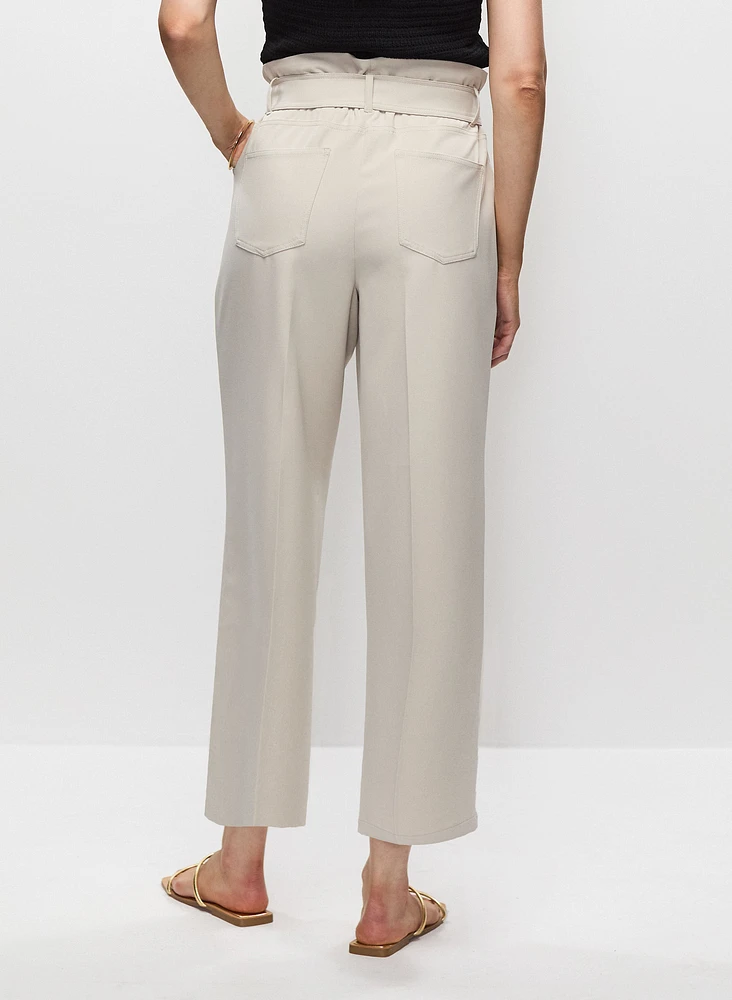 High-Rise Cropped Pants With Belt