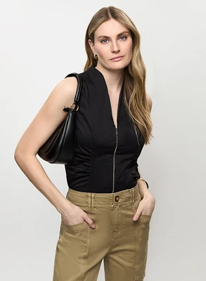 Zippered Sleeveless Top