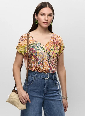 Printed Wrap-Style Top