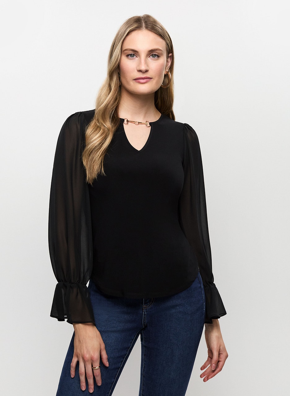 Joseph Ribkoff - Sheer Bell Sleeve Top