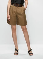 Belted Linen-Blend Shorts