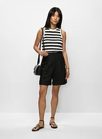 Striped Knit Sleeveless Top & Linen-Blend Shorts