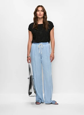 Embroidered Top & Wide Leg Pants