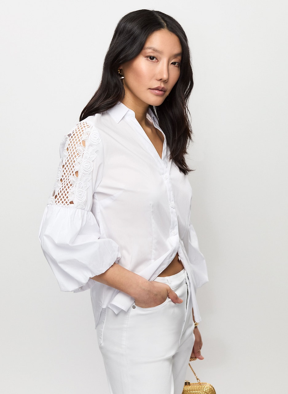 Lace Detail Balloon Sleeve Blouse