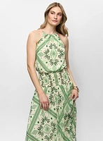 Halter Neck Palm Print Dress