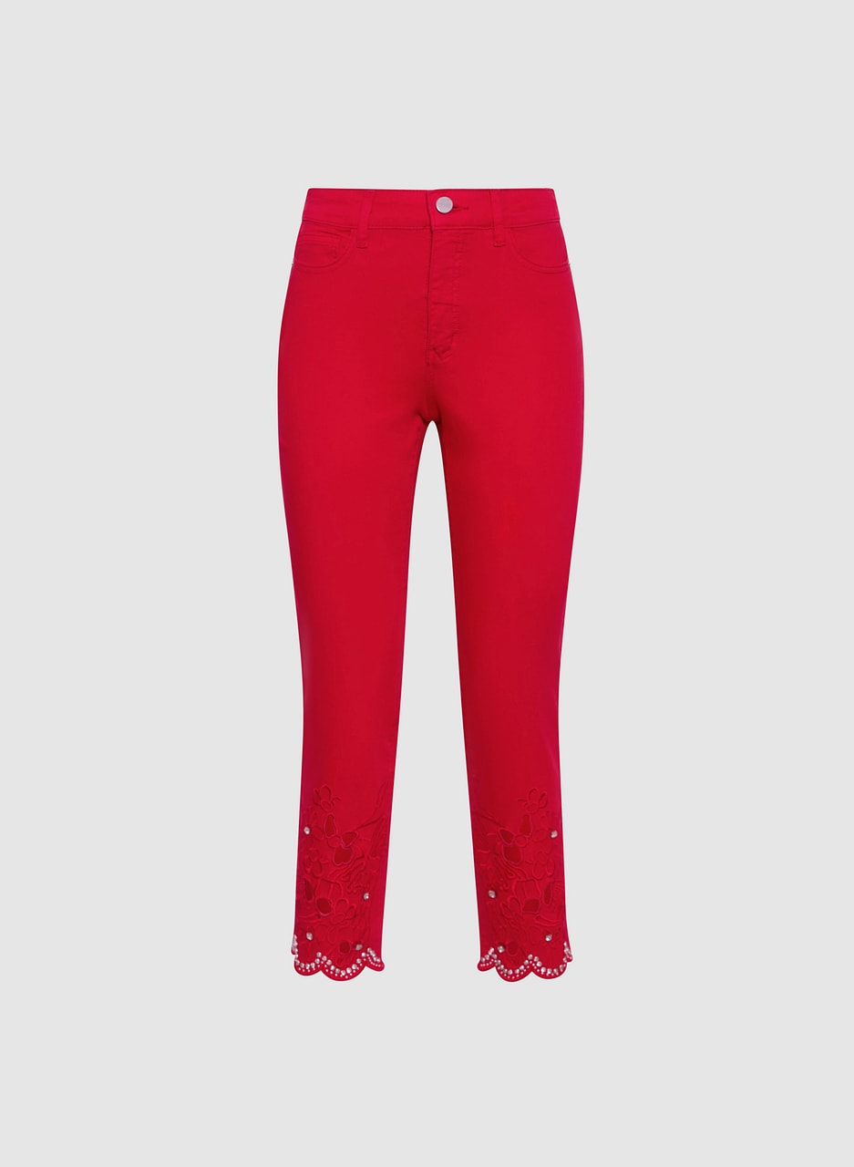Embellished Cutout Hem Jeans