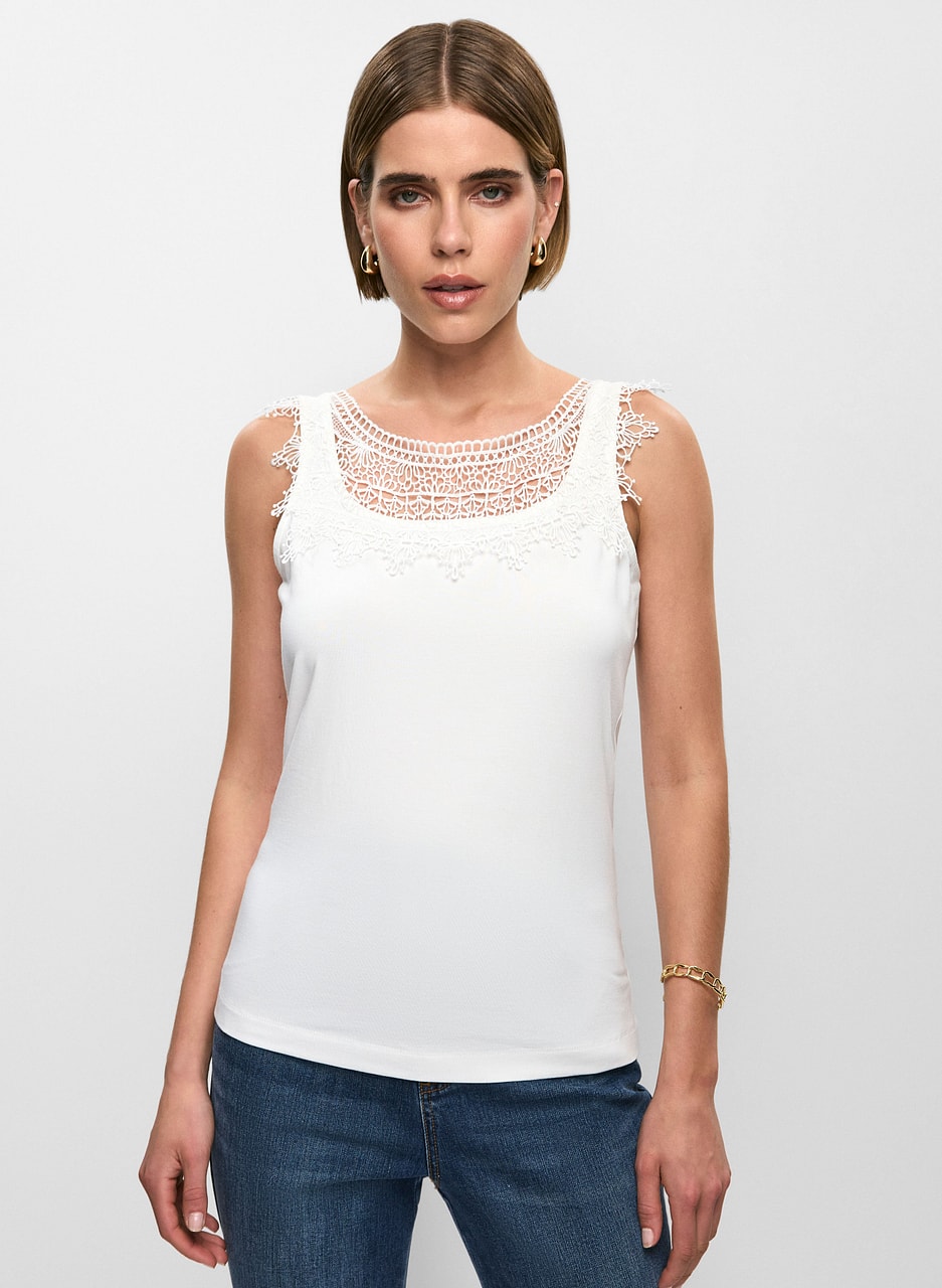 Sleeveless Lace Detail Top