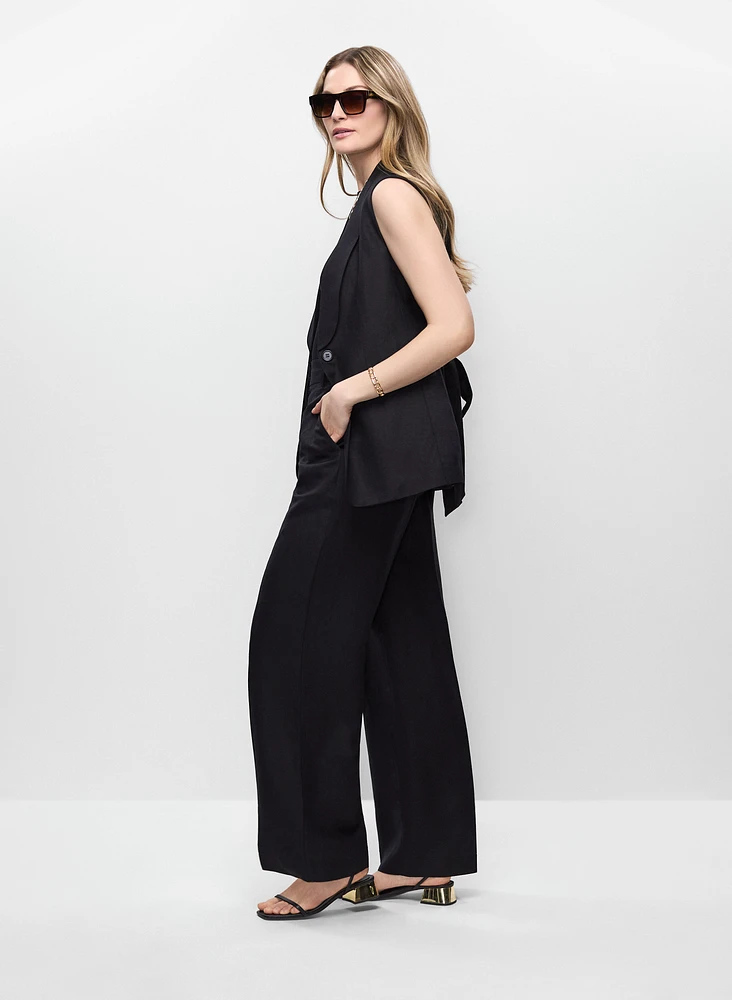 Linen-Blend Wide Leg Pants