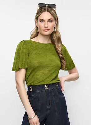 Short Flare Sleeve Top