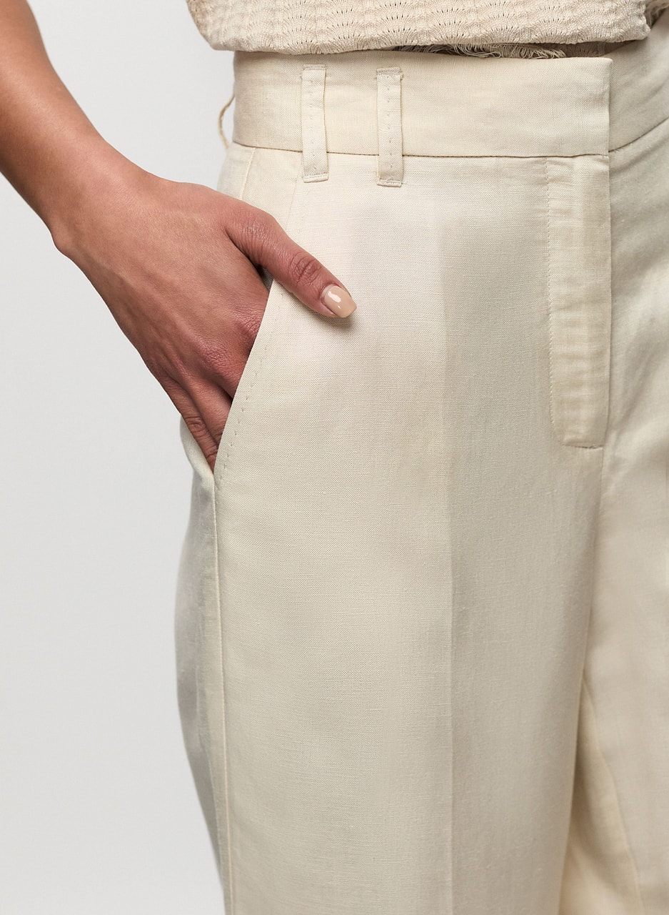 Linen-Blend Wide Leg Pants