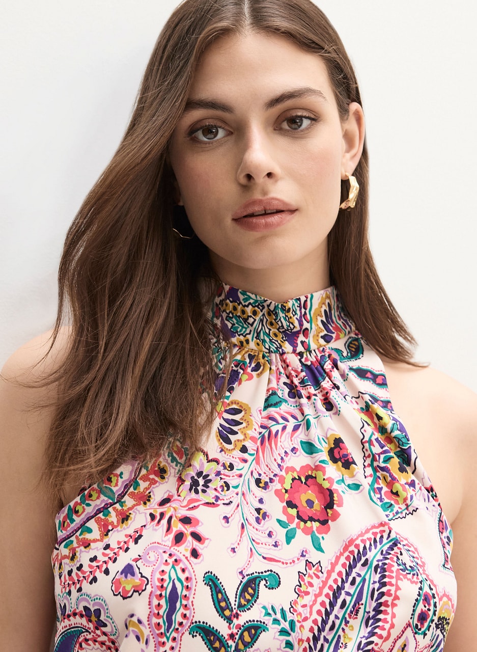 Halter Neck Paisley Print Top