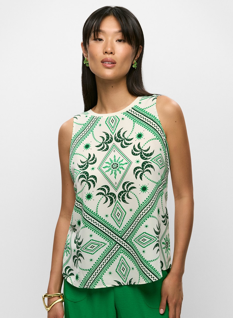 Geometric Print Sleeveless Top