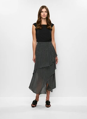 Pleated Cap Sleeve Top & Asymmetric Maxi Skirt
