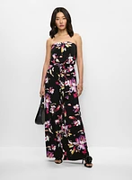 Strapless Floral Print Jumpsuit