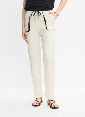 Pantalon à taille contrastante