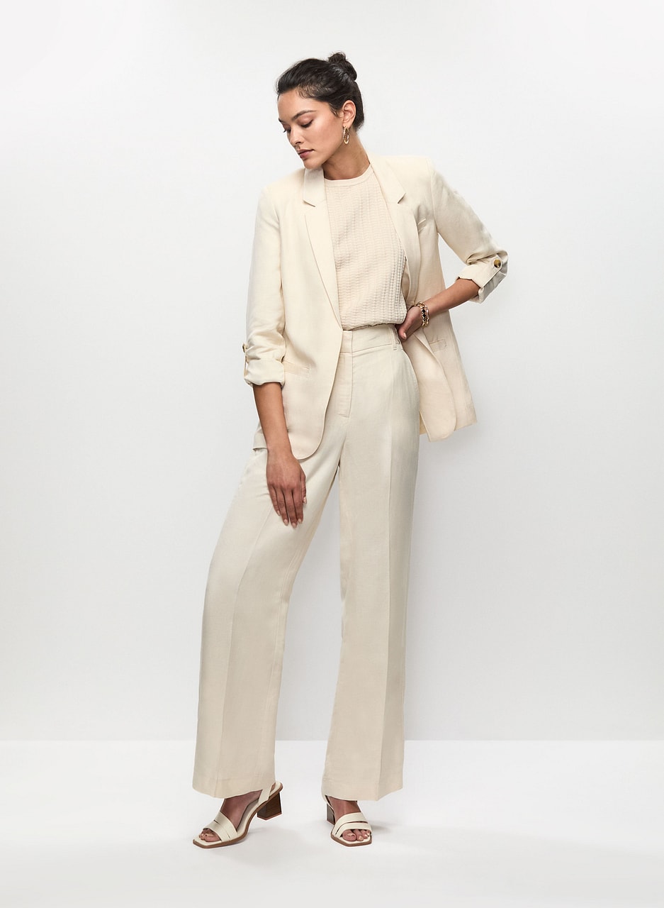 Linen-Blend Wide Leg Pants