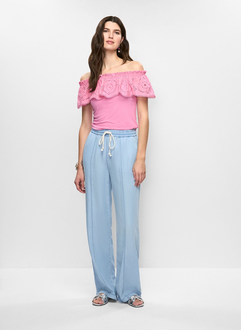 Off-the-Shoulder Eyelet Top