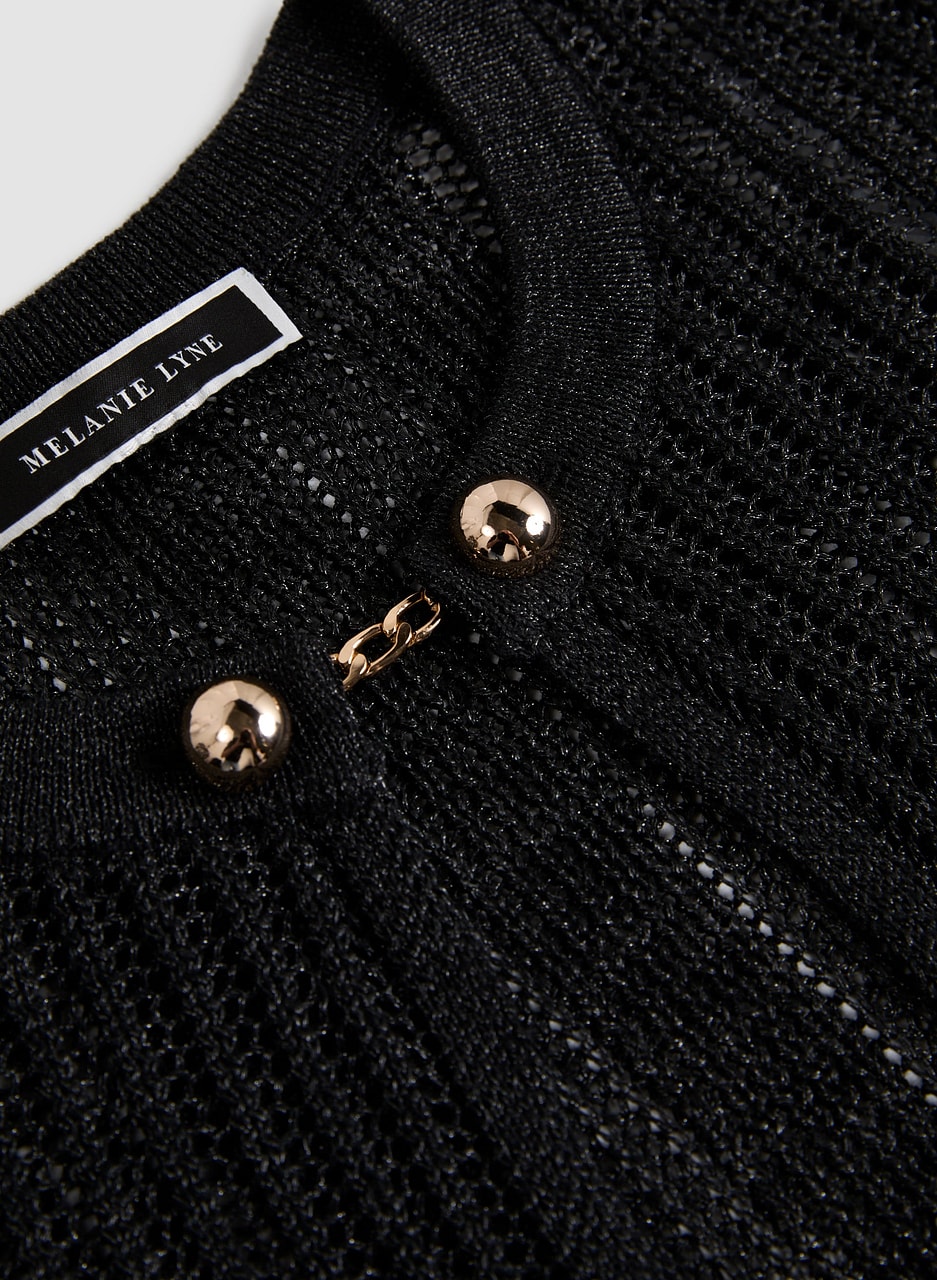 Chain Detail Open-Knit Cardigan