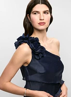 One-Shoulder Tiered Evening Dress