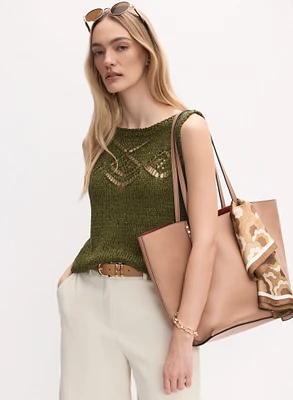 Sleeveless Open-Knit Sweater