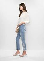 Embroidered Straight Leg Jeans