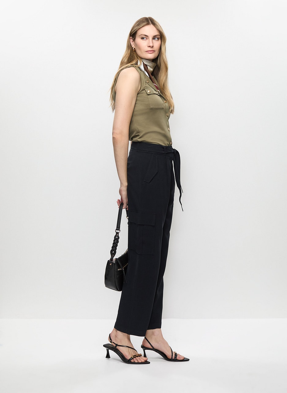 Tie Waist Cargo Pants