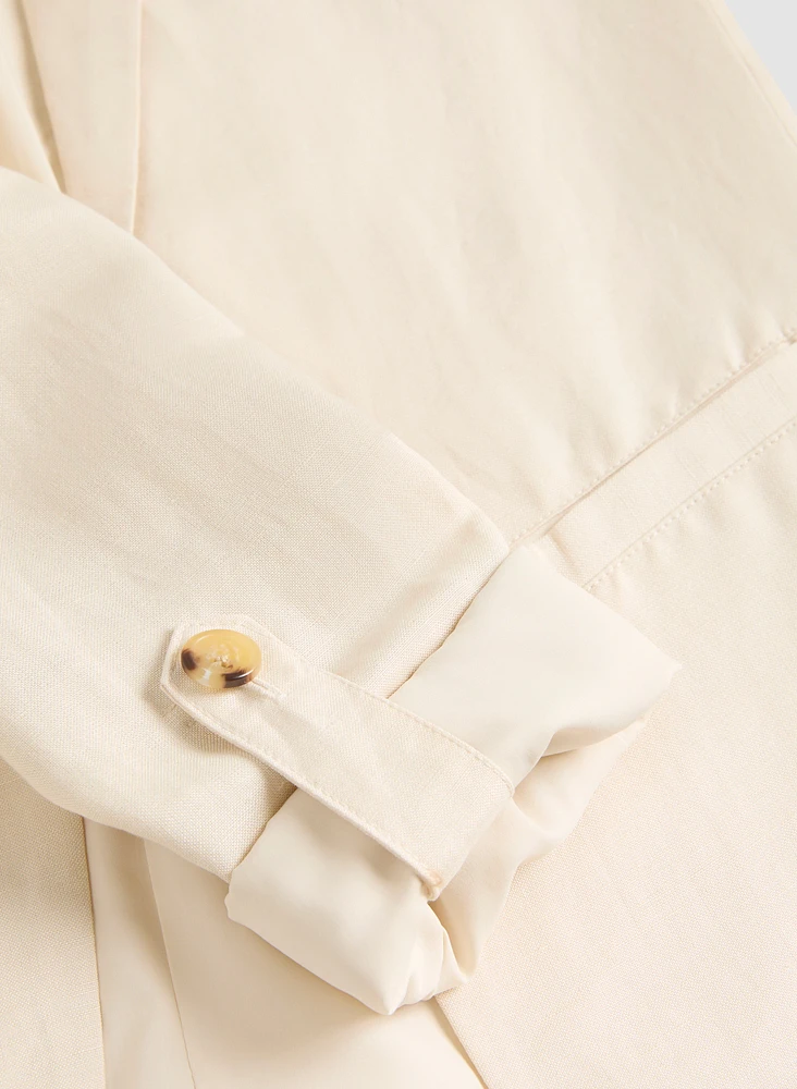 Linen Roll-Up Sleeve Blazer