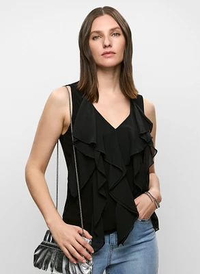 Sleeveless Cascading Ruffle Top