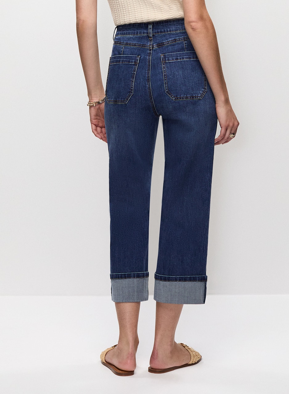 Rolled Hem Culotte Jeans