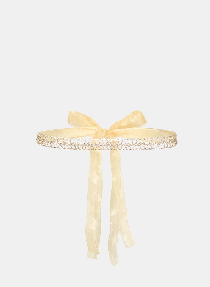 Crystal Front Organza Belt